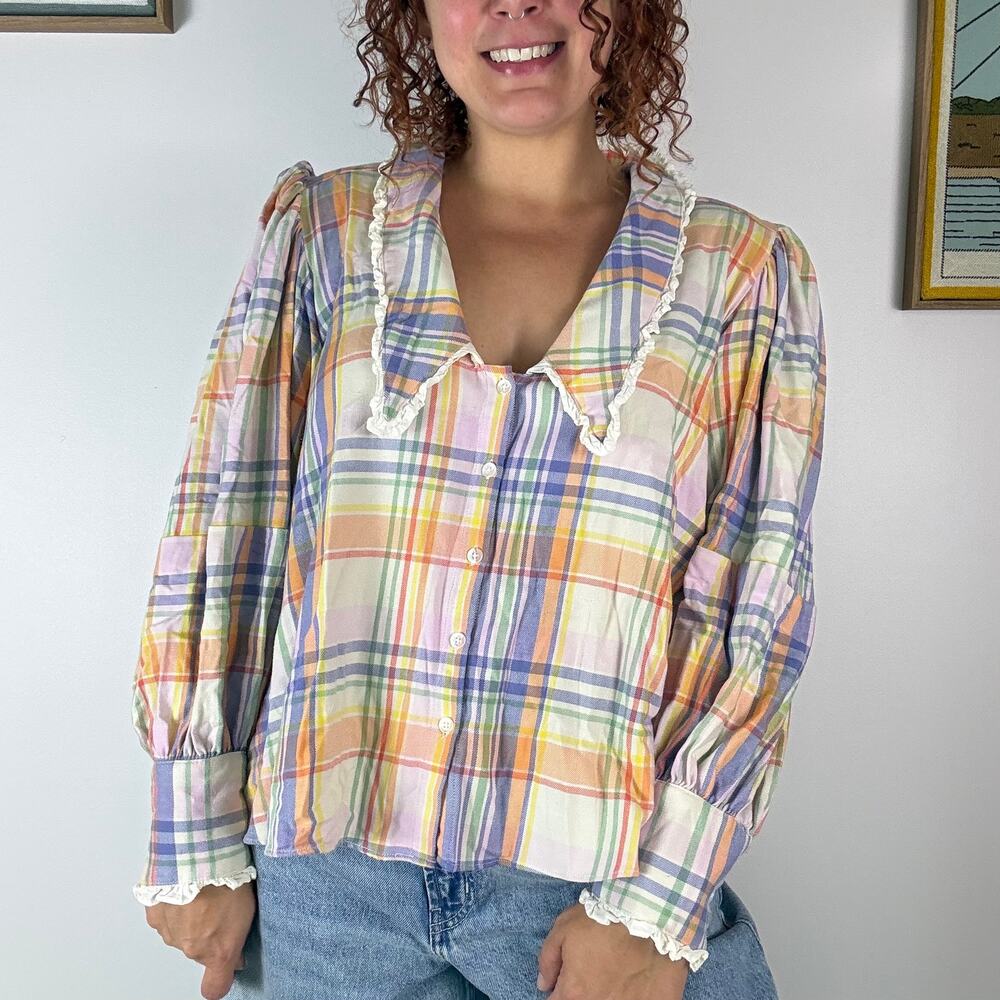Free People Bexley Plaid Top size XL